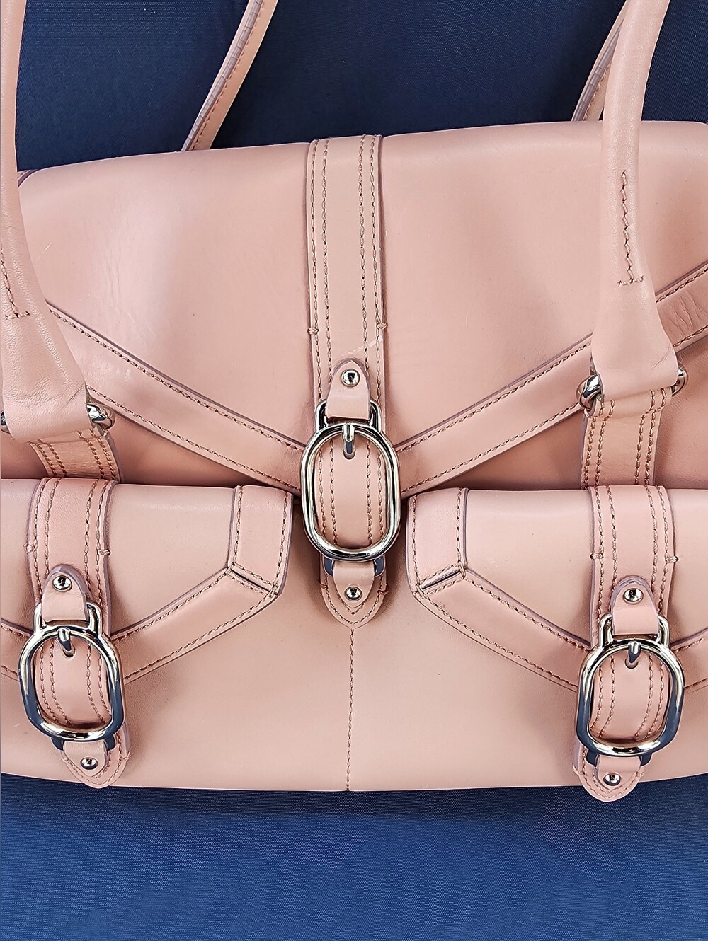Cole Haan Blush Pink Leather Shoulder Bag with Buckle Accents - Picture 2 of 15